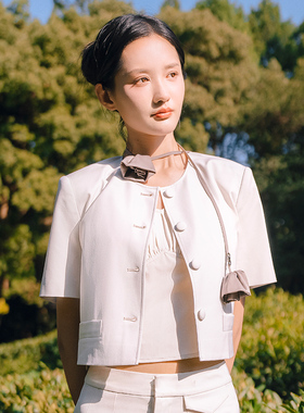 分oldcolour短袖宽松薄款小香风外套女秋休闲百搭BQ310401A1-699