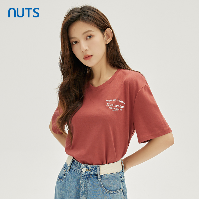 NUTS秋季新款时尚气质简约百搭休闲风纯棉短袖T恤女331021117