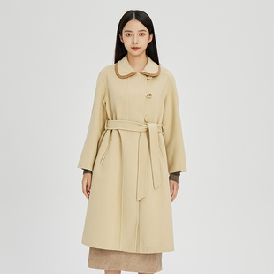 oldcolour纯色收腰娃娃领呢大衣2022冬新款小香风气质毛呢外套女