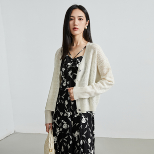 oldcolour秋季新款绵羊毛休闲百搭气质针织开衫女P330503A1