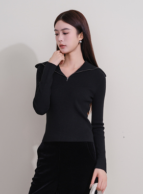 oldcolour欧珂冬季时尚修身大翻领长袖毛织套头衫女P420501A1-799