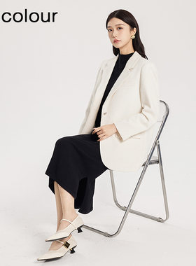 oldcolour春季新款变色肌理感简约休闲通勤OL西装外套女Q110406A1