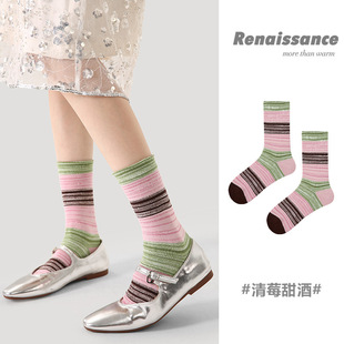 Renaissance文艺复兴女中筒袜子原创棉袜复古ins潮袜运动女袜一双
