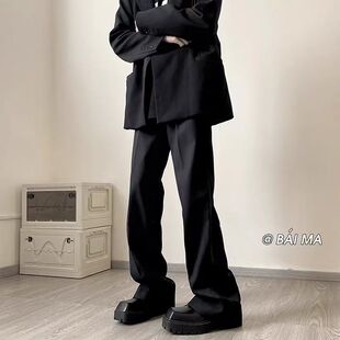 新款 长裤 ins坠感小西裤 潮流宽松学生直筒阔腿休闲西装 男韩版 夏季