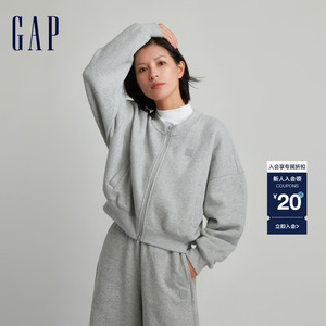 Gap女装LOGO碳素软磨抓绒卫衣