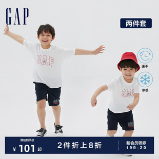 T恤短裤 两件套儿童运动套装 LOGO速干凉感短袖 Gap男幼童夏季 663628