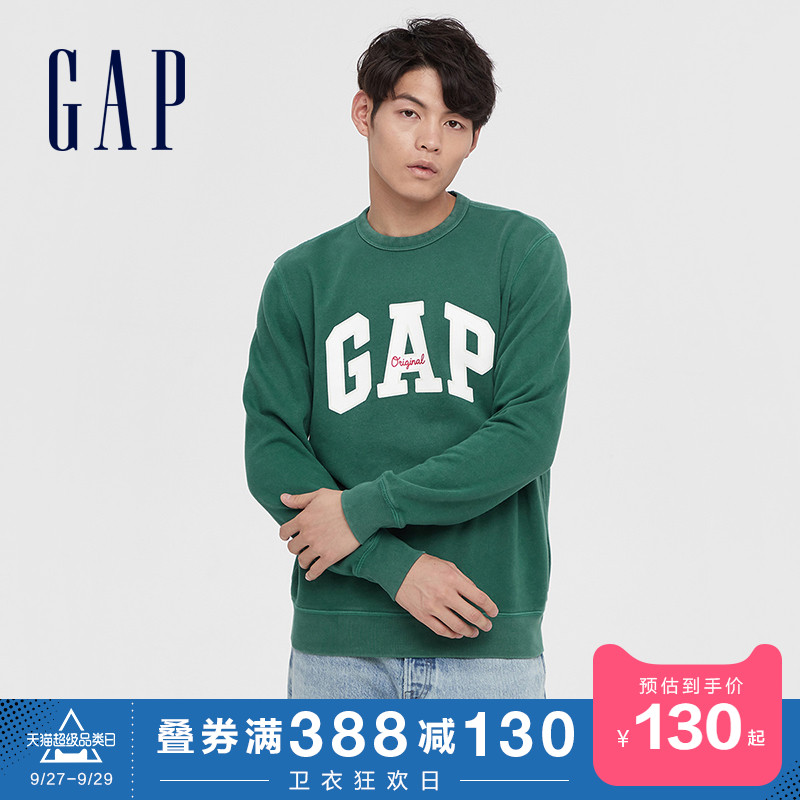 Gap男装碳素软磨抓绒卫衣秋冬627837 2020新款男士潮流LOGO上衣