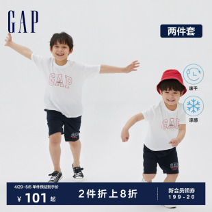 Gap男幼童夏季 两件套儿童运动套装 T恤短裤 LOGO速干凉感短袖 663628