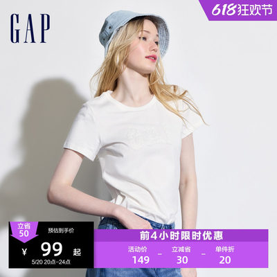 Gap女装印花logo短袖T恤