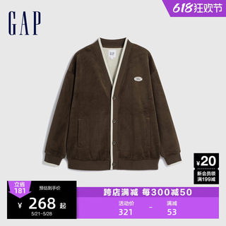 Gap男女装春秋LOGO校园风宽松开襟卫衣情侣装休闲运动上衣762545