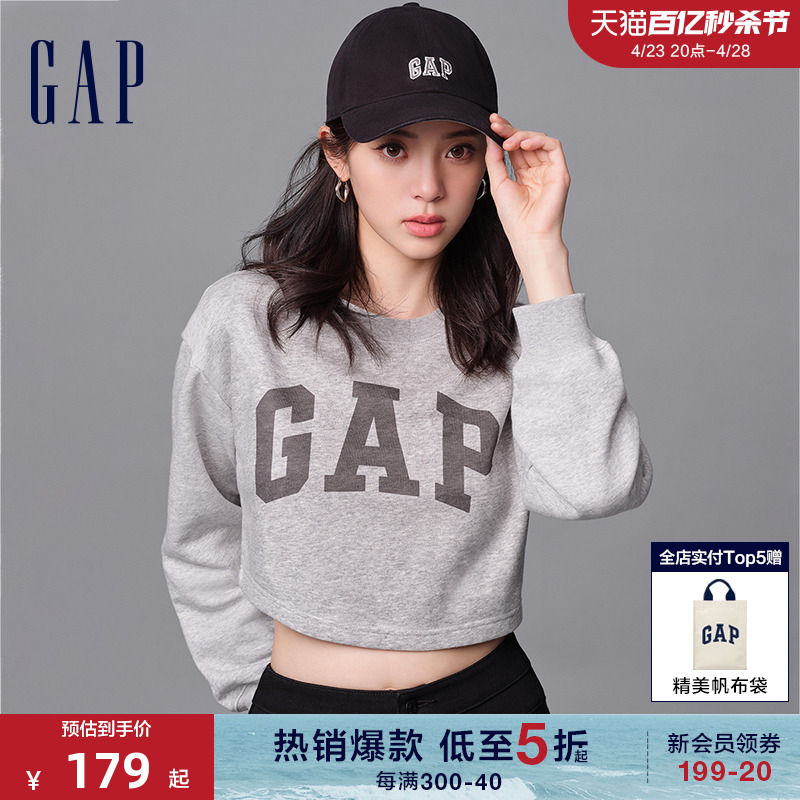 Gap女装秋季LOGO套头运动卫衣