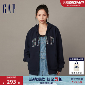 Gap男女装冬季碳素软磨抓绒宽松连帽衫情侣装运动休闲卫衣841214