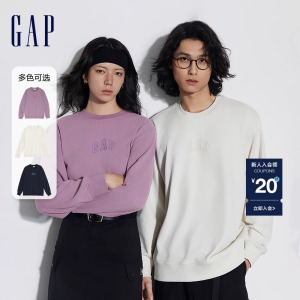 Gap男装2024春季新款LOGO美式复古圆领卫衣时尚简约情侣装454250