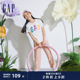 纯棉翻转亮片渐变色logo短袖 Gap女童2024夏季 890374 T恤儿童装 新款