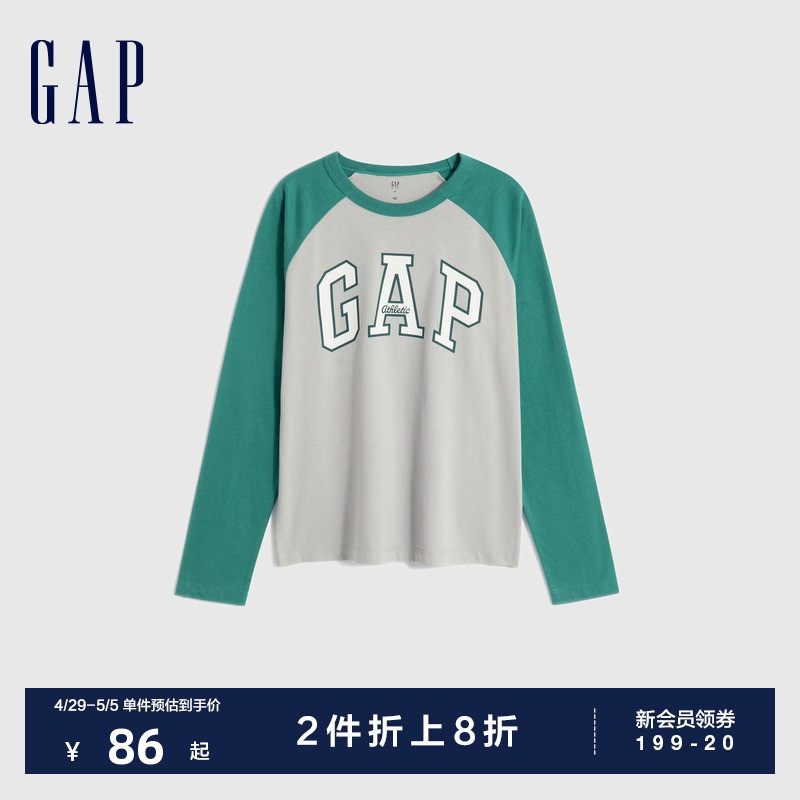 Gap女童LOGO纯棉运动长袖T恤