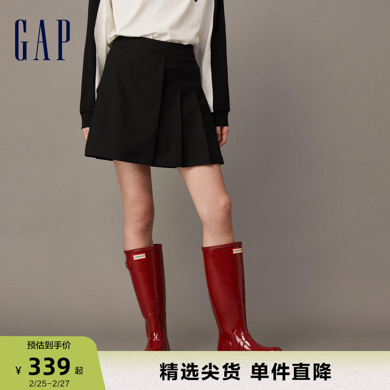 Gap女装早春洋气学院风百褶裙迷你裙半身裙高级休闲短裙836254