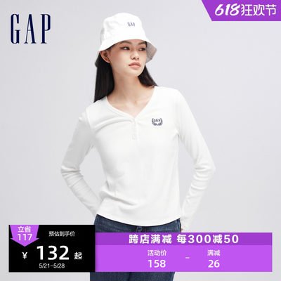 Gap女装V领长袖女友T套头上衣