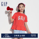 纯棉花卉logo荷叶边短袖 Gap女童2024夏季 上衣465954 T恤儿童装 新款