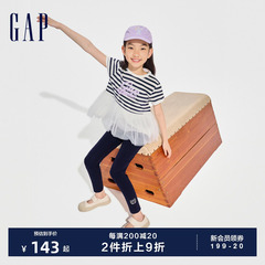 Gap女童2024春夏新款圆领logo蓬蓬纱短袖T恤公主风甜美上衣890373