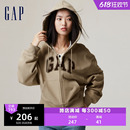 756422 连帽衫 秋冬碳素软磨抓绒运动卫衣柔软微弹舒适短款 Gap女装