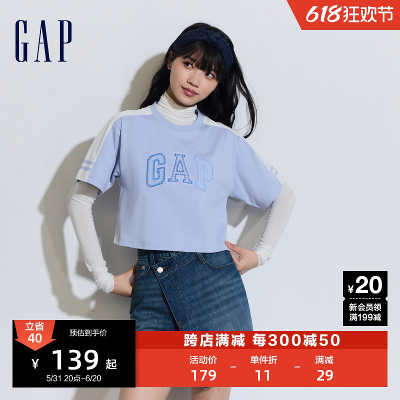 女装字母logo短袖Gap拼接