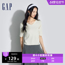 简约毛衣406377 Gap女装 百搭修身 2024春夏新款 V领亲肤针织衫 时尚