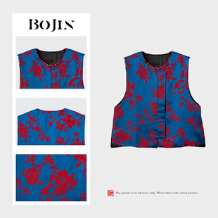 【青红】新中式国风马甲老钱风女装经典百搭款复古提花织锦缎宋锦