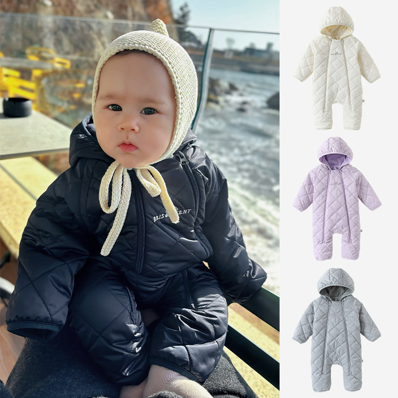 加绒夹棉连帽连体棉衣