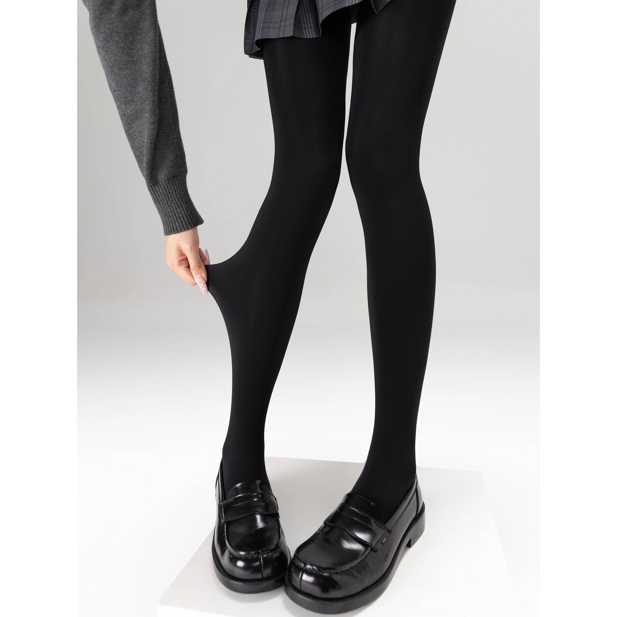 抵达一楼厚黑美学日系jk黑丝光腿神器加绒秋冬黑透肤打底连裤袜女