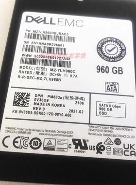DELL EMC 960G SSD SATA 6Gb 0V36D9 PM883A MZ-7LH960C 固态硬盘