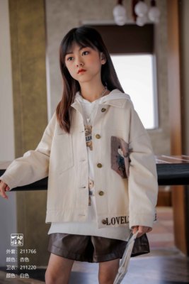 动感一族新款 中大童男女童时尚百搭休闲宽松韩版牛仔外套211766