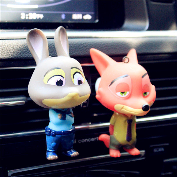 疯狂动物城朱迪尼克风口插 汽车车载香片 可爱动物出风口插装饰品