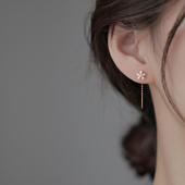 女轻奢耳饰 爆款 巷南 999纯银花朵耳线小众高级感耳环2026新款