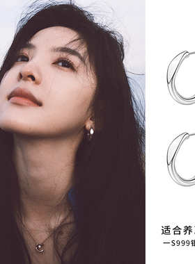 【巷南】999银针圆圈耳环2025新款爆款女高级感耳钉轻奢小众耳饰