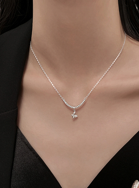 巷南999纯银蝴蝶微笑项链高级感