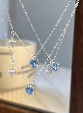 巷南925纯银爱心珍珠项链轻奢女