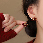 巷南 999银马上有钱耳钉轻奢高级耳环2026本命年过新年女耳饰