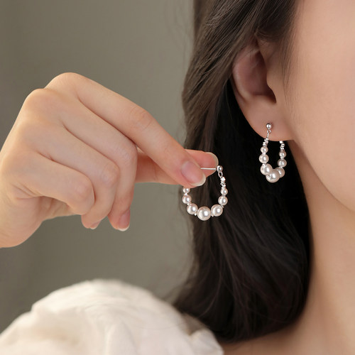 巷南925纯银珍珠耳环女轻奢高级