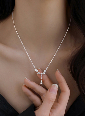 巷南999纯银麦穗项链女小众轻奢