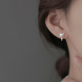 耳饰女 小众设计耳环高级感爆款 巷南 999纯银猫咪耳钉2026新款