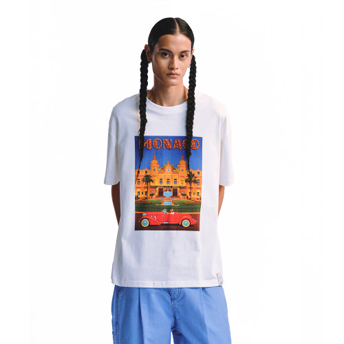 复古印花短袖T恤男女宽松圆领百搭白色短袖上衣