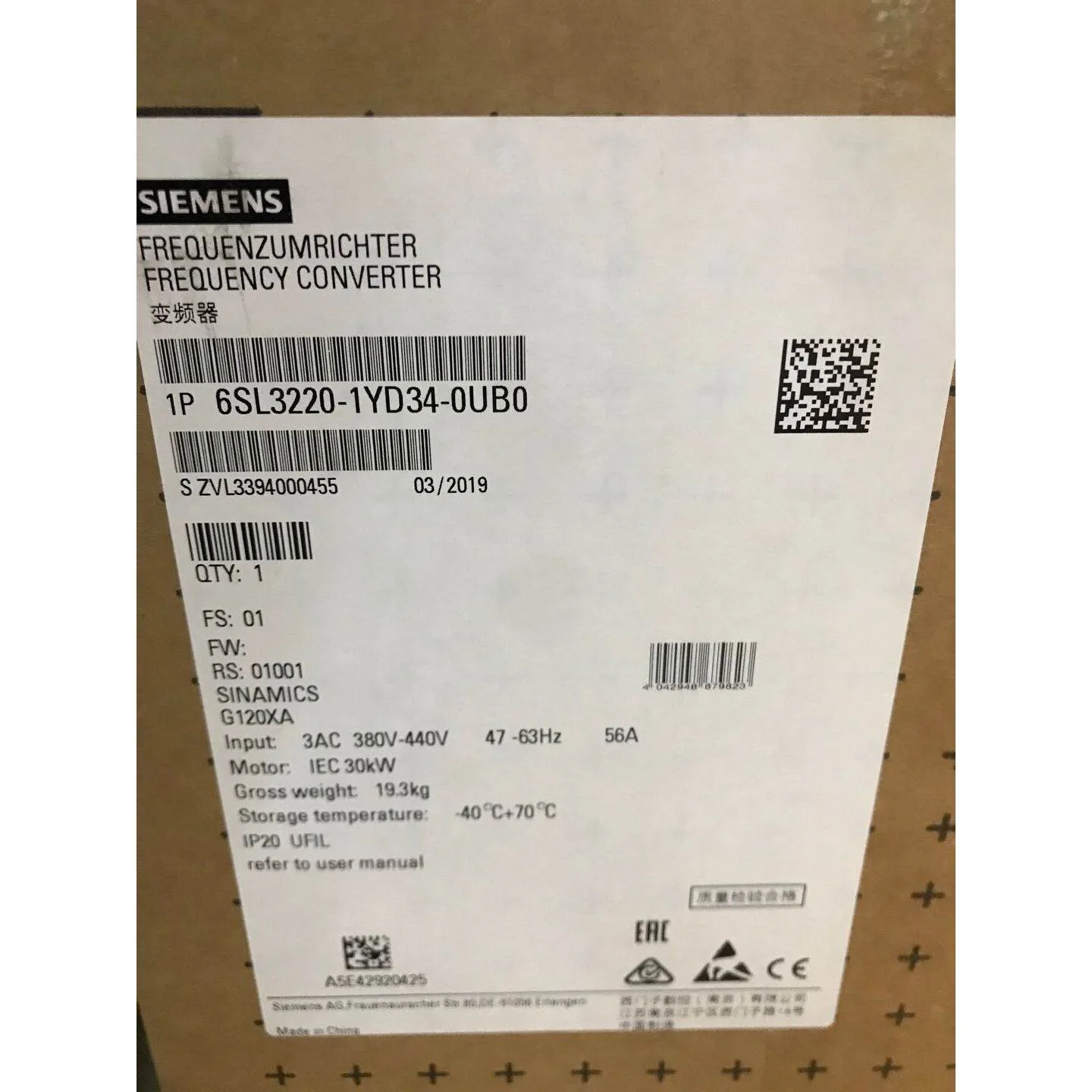 非实价议价议价G120XA风机水泵专用变频器30kW 6SL3220-1YD34-0UB