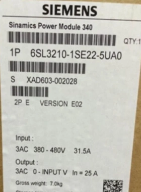 非实价议价议价6SL3210-1SE22-5UA0/5UAOS120变频器25A 11KW功率