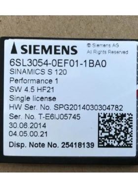 非实价议价议价V4.5 S120 CF卡发给许可证6SL3054-0EF01/OEFO1-1B