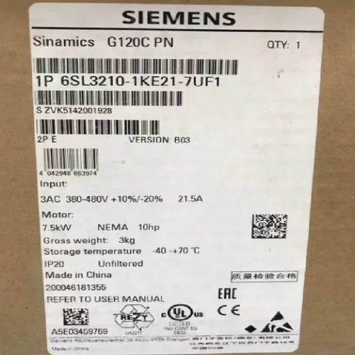 非实价议价议价SINAMICS G120C 标称功率：7.5kW未过滤6SL3210-1K