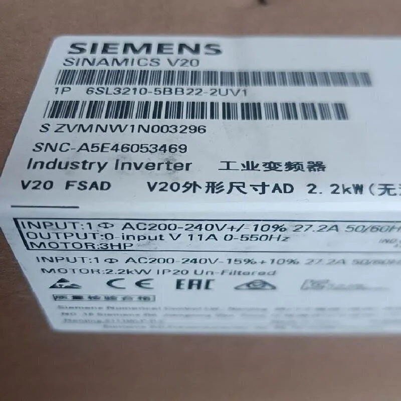 非实价议价议价6SL3210-5BB22-2UV1V20变频器2.2kW功率 6SL32105B