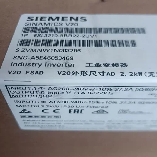 非实价议价议价6SL3210-5BB22-2UV1V20变频器2.2kW功率 6SL32105B