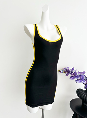 新品欧美黑色包臀收腰显瘦连衣裙Ins性感修身辣妹吊带一步裙女潮