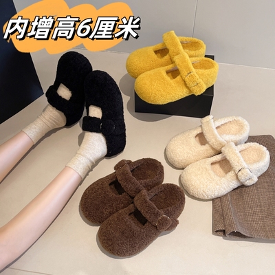 小个子厚底增高6cm半拖鞋女