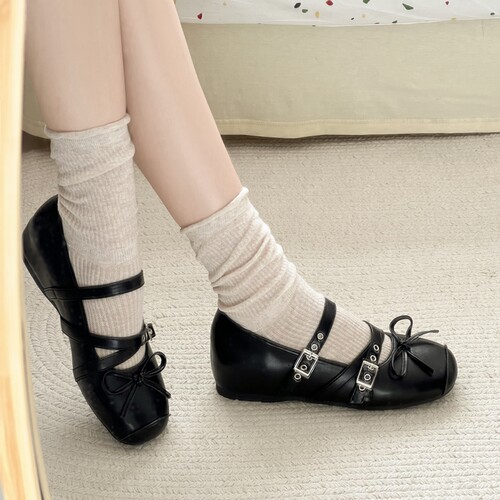 复古蝴蝶结玛丽珍鞋女芭蕾女鞋